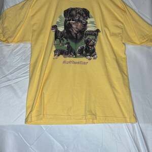 Vintage Rottweiler Graphic T-Shirt Yellow Dog Lover Tee, Size XL